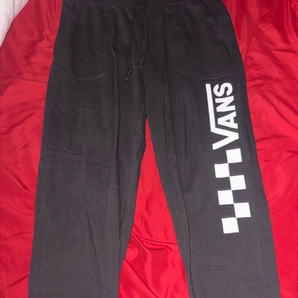 Vans Black Joggers with Logo and Checkered Pattern
